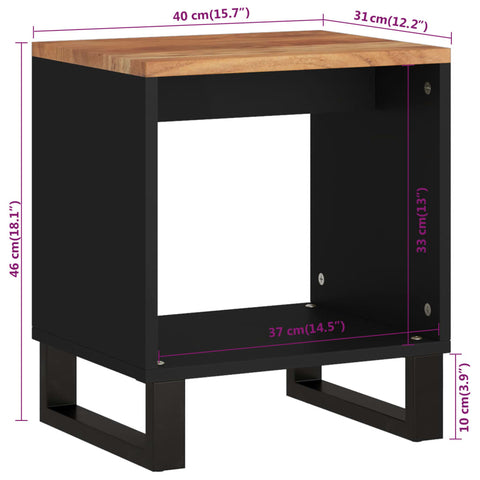 vidaXL Couchtisch 40x31x46 cm Massivholz Akazie & Holzwerkstoff