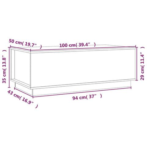 vidaXL Couchtisch 100x50x35 cm Massivholz Kiefer