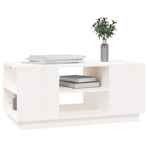 vidaXL Couchtisch Weiß 90x49x40,5 cm Massivholz Kiefer