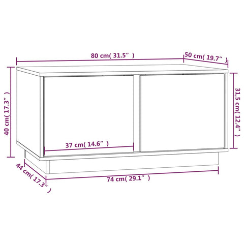 vidaXL Couchtisch Schwarz 80x50x40 cm Massivholz Kiefer