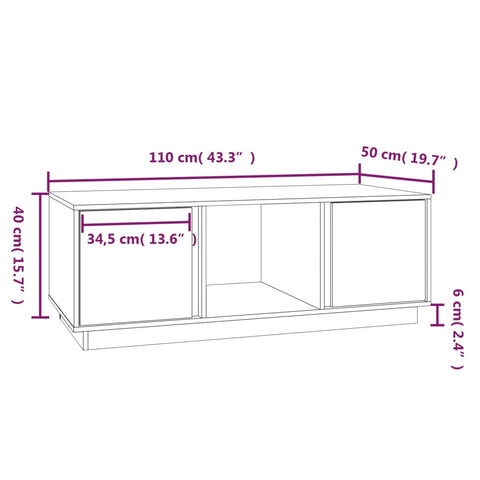 vidaXL Couchtisch 110x50x40 cm Massivholz Kiefer