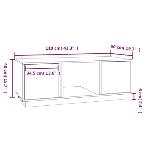 vidaXL Couchtisch Honigbraun 110x50x40 cm Massivholz Kiefer