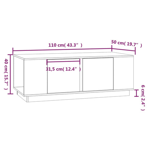 vidaXL Couchtisch Weiß 110x50x40 cm Massivholz Kiefer