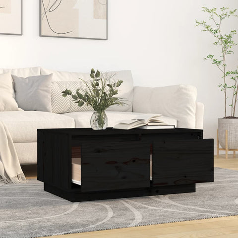 vidaXL Couchtisch Schwarz 80x50x35 cm Massivholz Kiefer