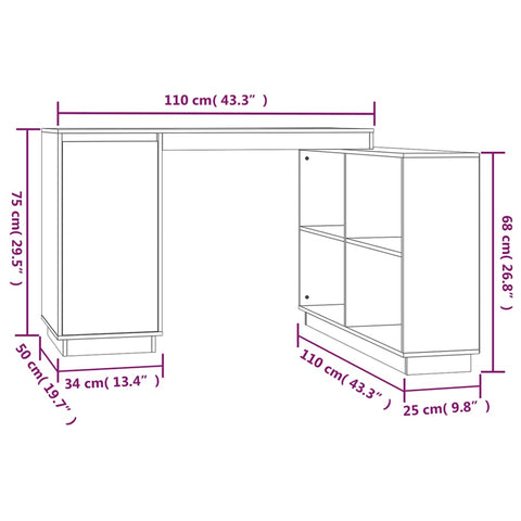 vidaXL Schreibtisch Honigbraun 110x50x75 cm Massivholz Kiefer