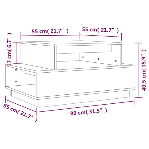 vidaXL Couchtisch 80x55x40,5 cm Massivholz Kiefer