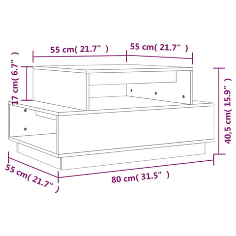 vidaXL Couchtisch Honigbraun 80x55x40,5 cm Massivholz Kiefer