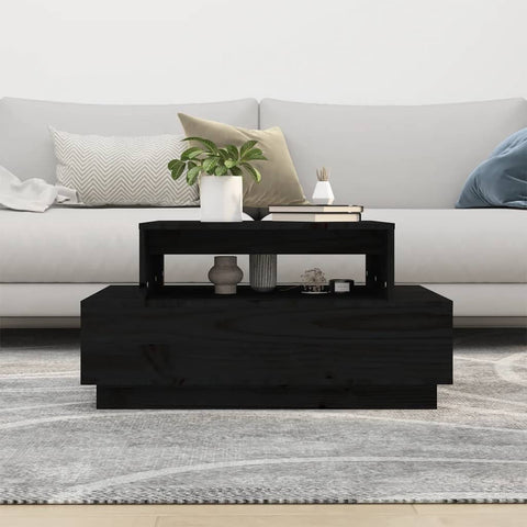 vidaXL Couchtisch Schwarz 80x55x40,5 cm Massivholz Kiefer