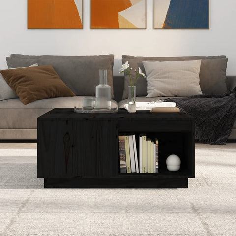 vidaXL Couchtisch Schwarz 80x81x36,5 cm Massivholz Kiefer