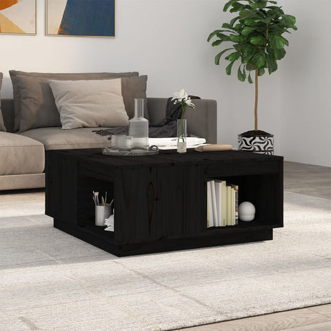 vidaXL Couchtisch Schwarz 80x81x36,5 cm Massivholz Kiefer