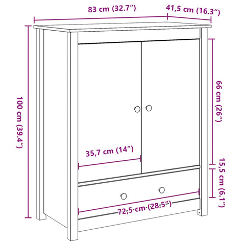 vidaXL Highboard 83x41,5x100 cm Massivholz Kiefer