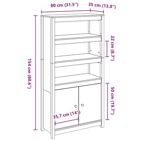 vidaXL Highboard 80x35x154 cm Massivholz Kiefer