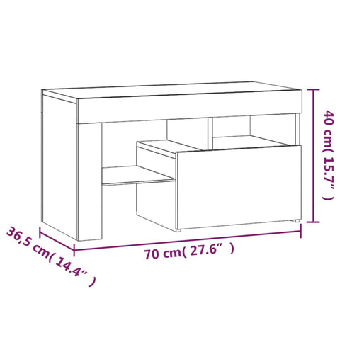 vidaXL Nachttische 2 Stk. mit LED-Leuchten Betongrau 70x36,5x40 cm