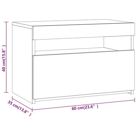 vidaXL Nachttische 2 Stk. mit LED-Leuchten Grau Sonoma 60x35x40 cm