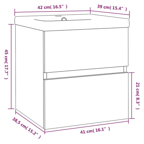 vidaXL Waschbeckenschrank mit Einbaubecken Braun Eiche Holzwerkstoff