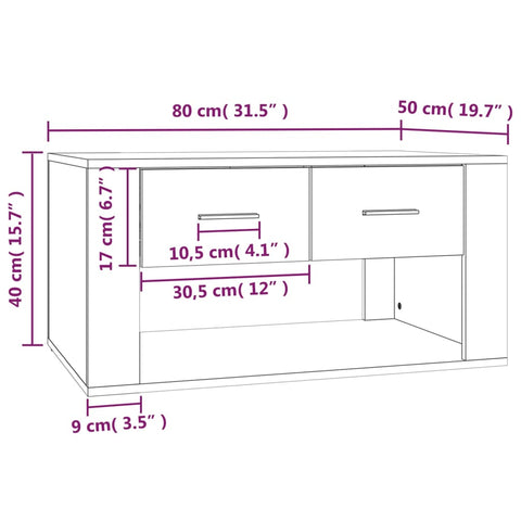 vidaXL Couchtisch Schwarz 80x50x40 cm Holzwerkstoff