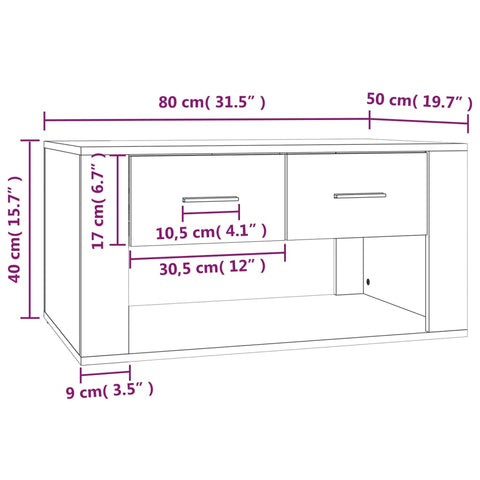 vidaXL Couchtisch Braun Eichen-Optik 80x50x40 cm Holzwerkstoff