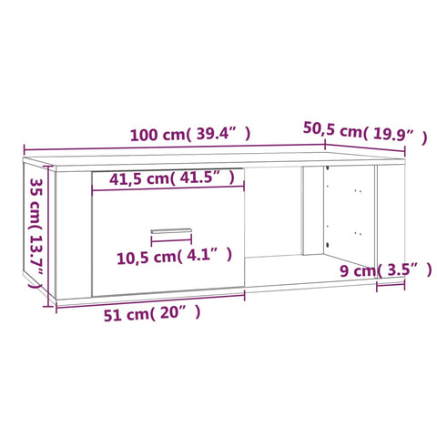 vidaXL Couchtisch Grau Sonoma 100x50,5x35 cm Holzwerkstoff