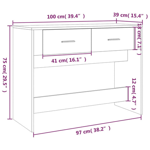 vidaXL Konsolentisch Weiß 100x39x75 cm Holzwerkstoff