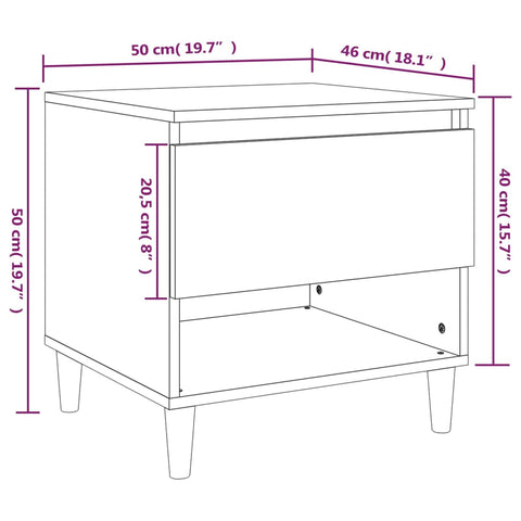 vidaXL Nachttische 2 Stk. Grau Sonoma 50x46x50 cm Holzwerkstoff