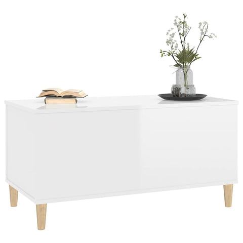 vidaXL Couchtisch Hochglanz-Weiß 90x44,5x45 cm Holzwerkstoff