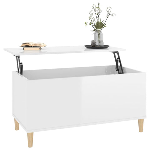 vidaXL Couchtisch Hochglanz-Weiß 90x44,5x45 cm Holzwerkstoff