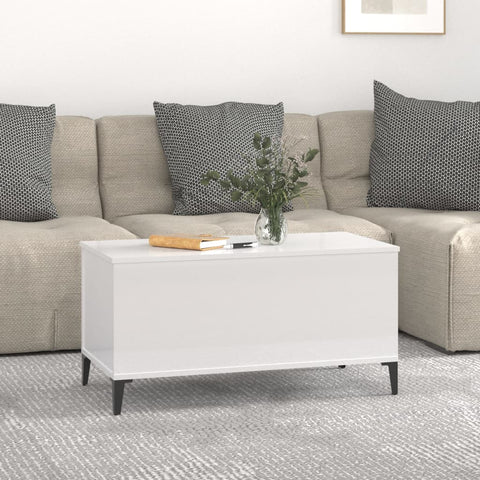 vidaXL Couchtisch Hochglanz-Weiß 90x44,5x45 cm Holzwerkstoff