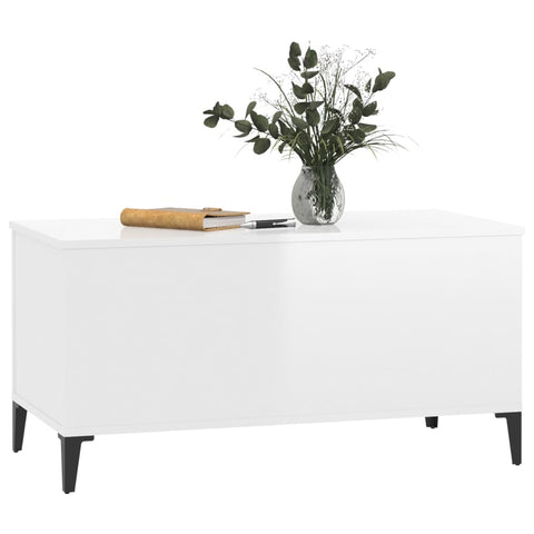 vidaXL Couchtisch Hochglanz-Weiß 90x44,5x45 cm Holzwerkstoff