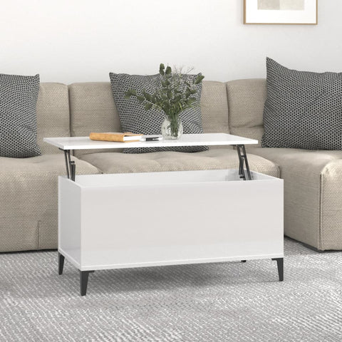 vidaXL Couchtisch Hochglanz-Weiß 90x44,5x45 cm Holzwerkstoff