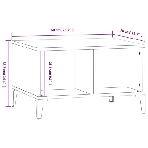 vidaXL Couchtisch Hochglanz-Weiß 60x50x36,5 cm Holzwerkstoff