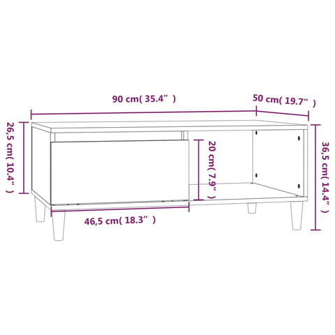 vidaXL Couchtisch Weiß 90x50x36,5 cm Holzwerkstoff