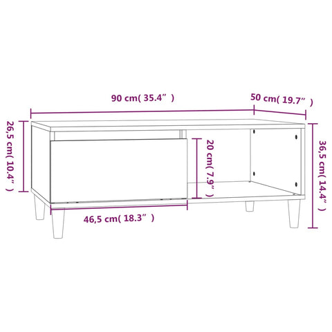 vidaXL Couchtisch Hochglanz-Weiß 90x50x36,5 cm Holzwerkstoff