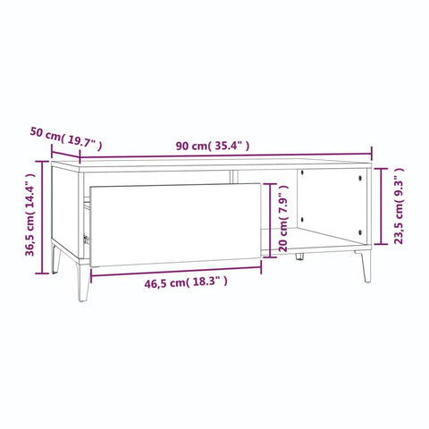 vidaXL Couchtisch Schwarz 90x50x36,5 cm Holzwerkstoff