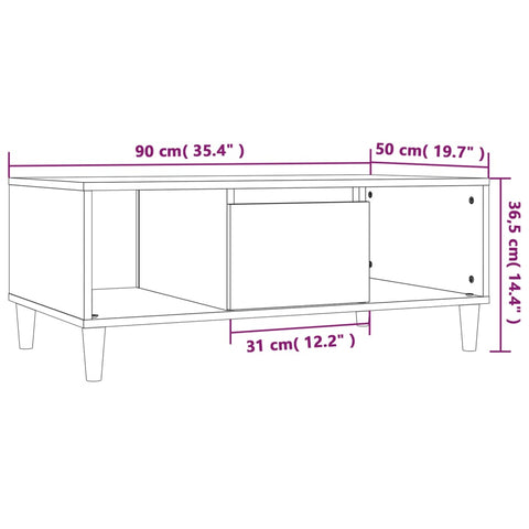 vidaXL Couchtisch Weiß 90x50x36,5 cm Holzwerkstoff