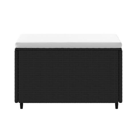 hocami - Gartenhocker mit Kissen Schwarz Poly Rattan - gartenhocker-mit-kissen-schwarz-poly-rattan-1 - 