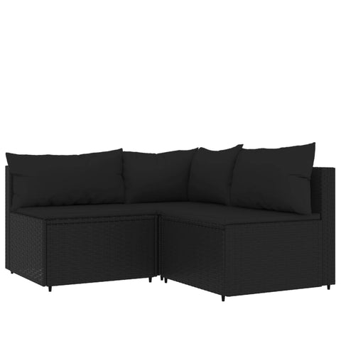 vidaXL 4-tlg. Garten-Lounge-Set mit Kissen Schwarz Poly Rattan