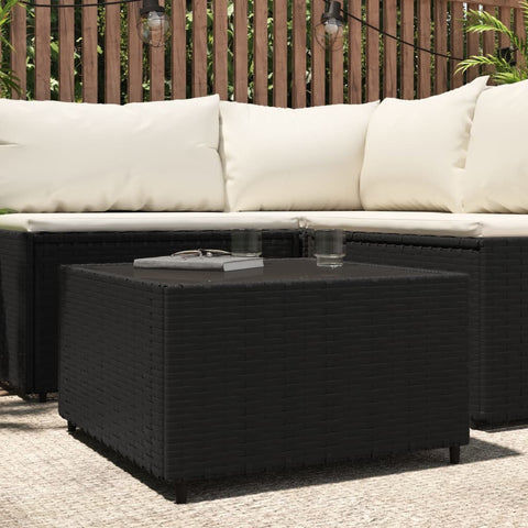 vidaXL Garten-Couchtisch Quadratisch Schwarz 50x50x30 cm Poly Rattan