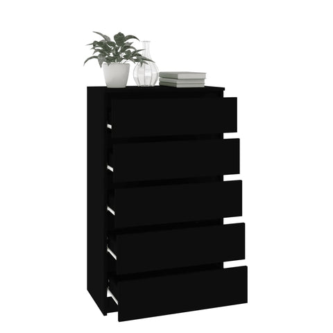 vidaXL Schubladenschrank Schwarz 60x36x103 cm Holzwerkstoff