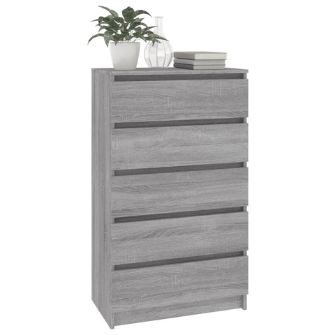 vidaXL Schubladenschrank Grau Sonoma 60x36x103 cm Holzwerkstoff