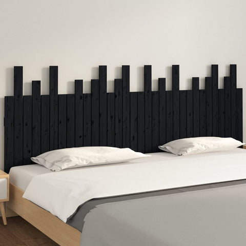 Wand-Kopfteil Schwarz 204x3x80 cm Massivholz Kiefer