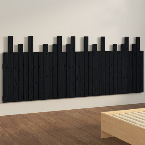 Wand-Kopfteil Schwarz 204x3x80 cm Massivholz Kiefer