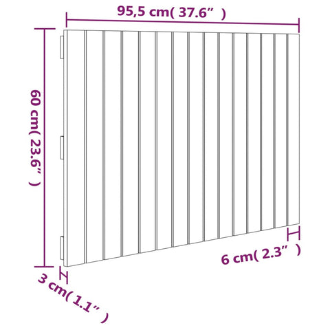 Wand-Kopfteil Schwarz 95,5x3x60 cm Massivholz Kiefer