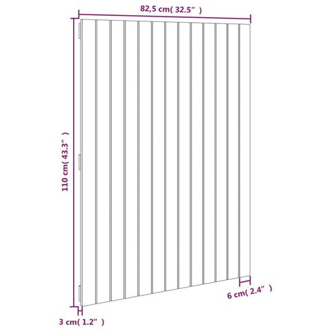 Wand-Kopfteil Schwarz 82,5x3x110 cm Massivholz Kiefer