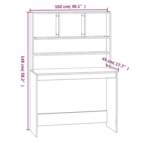 vidaXL Schreibtisch mit Regal Weiß 102x45x148 cm Holzwerkstoff