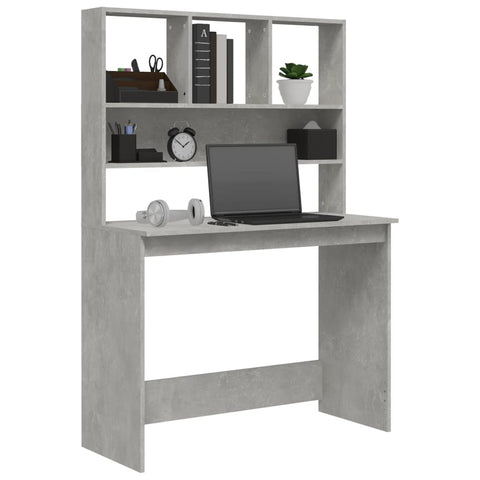 vidaXL Schreibtisch mit Regal Betongrau 102x45x148 cm Holzwerkstoff