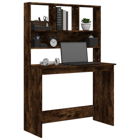 vidaXL Schreibtisch mit Regal Räuchereiche 102x45x148 cm Holzwerkstoff