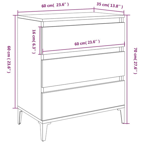 vidaXL Sideboard Weiß 60x35x70 cm Holzwerkstoff