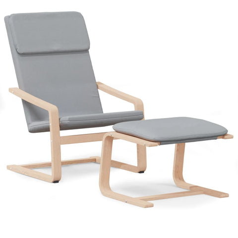 vidaXL Relaxsessel mit Hocker Hellgrau Stoff