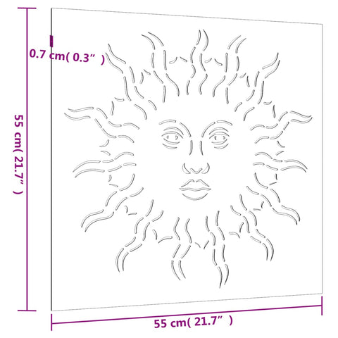 vidaXL Garten-Wanddeko 55x55 cm Cortenstahl Sonne-Design