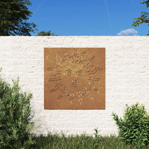 vidaXL Garten-Wanddeko 55x55 cm Cortenstahl Sonne-Design